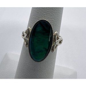 925 STERLING SILVER RING WITH GREEN PAUA SHELL KBN   SIZE 4.5